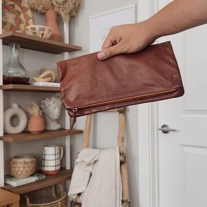 Clare V Brown Leather Clutch